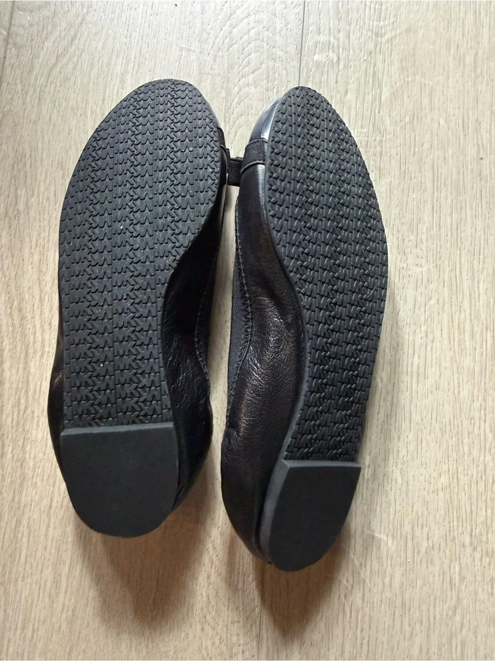 Michael Kors Black Ballet Flats with Gold MK Logo